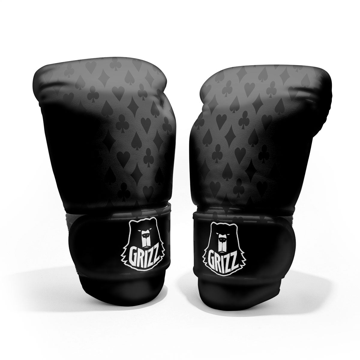 Playing Card Suits Grey And Black Print Pro Boxing Glove