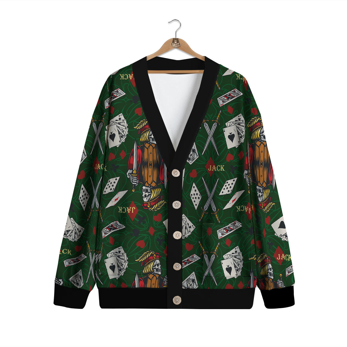 Playing Card Suits Poker Print Pattern Cardigan-grizzshop