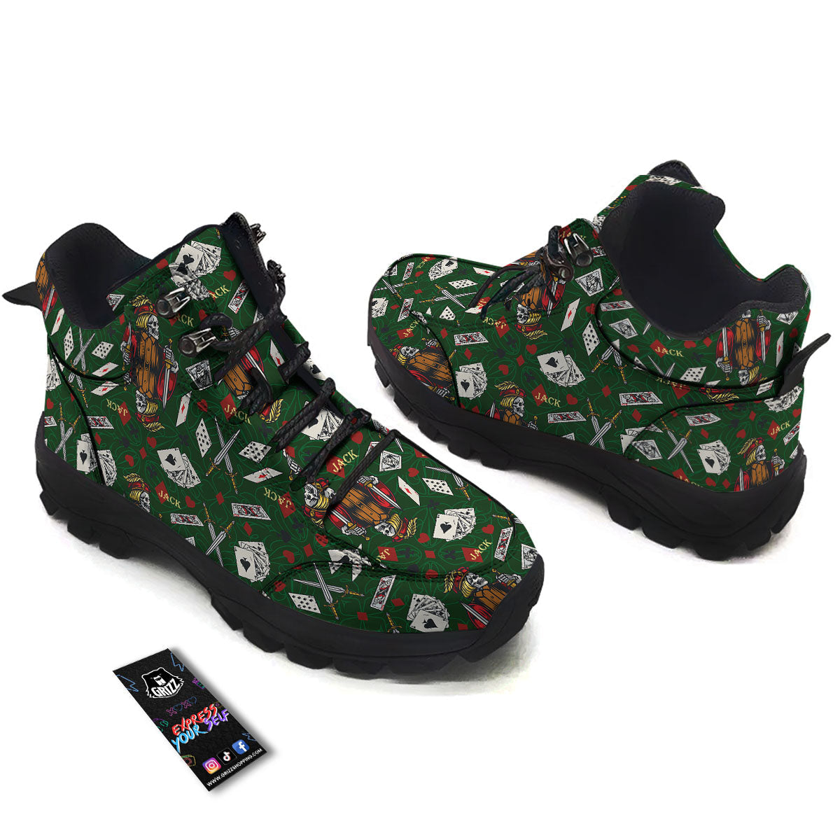 Playing Card Suits Poker Print Pattern Hiking Shoes-grizzshop