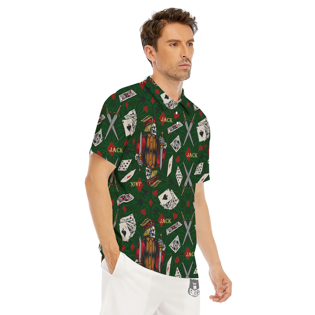 Playing Card Suits Poker Print Pattern Men's Golf Shirts-grizzshop