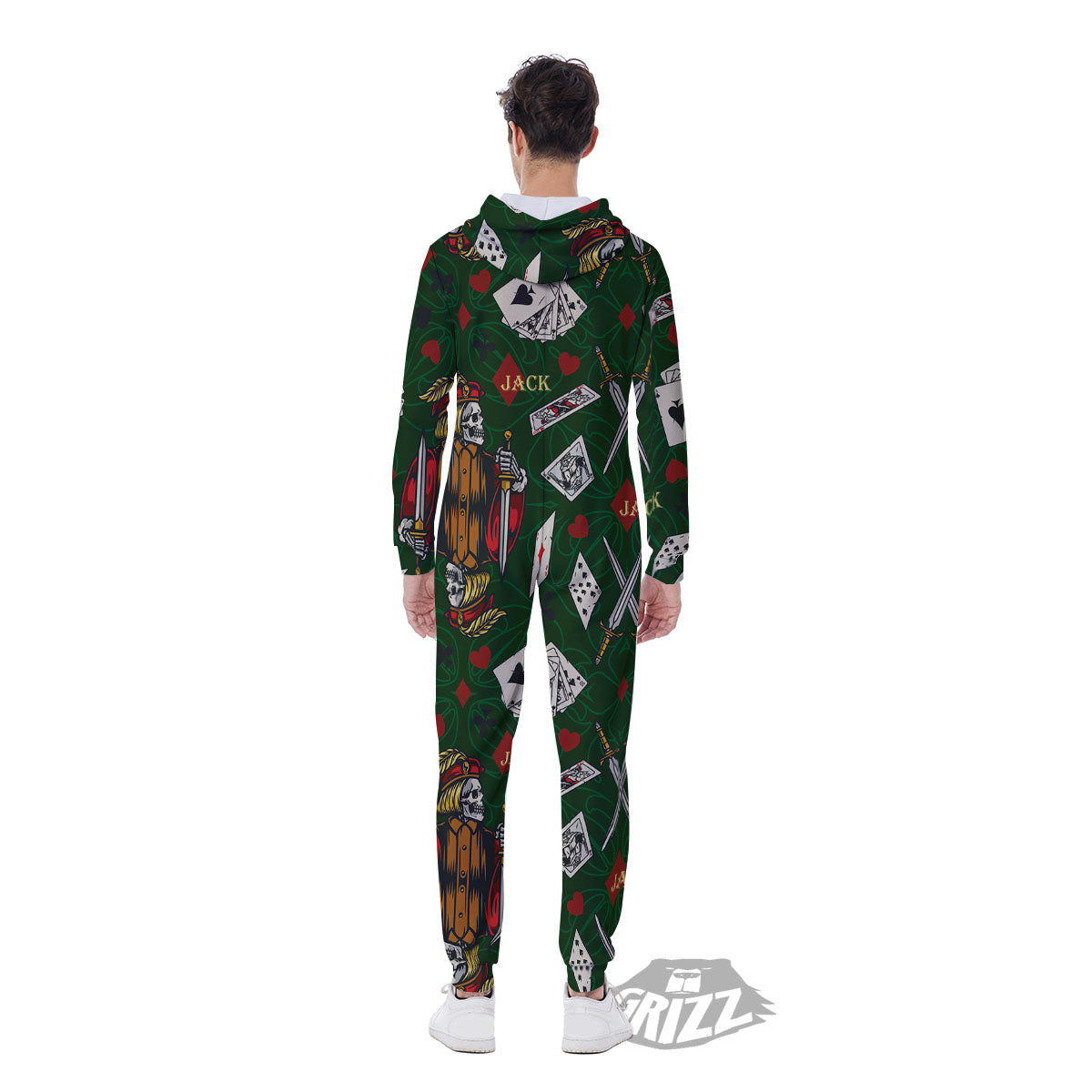 Playing Card Suits Poker Print Pattern Men's Jumpsuit-grizzshop