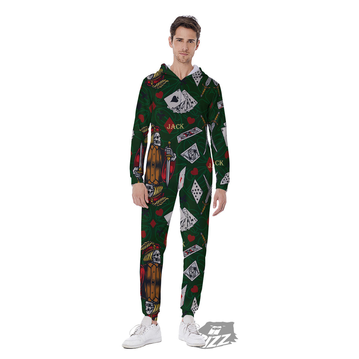 Playing Card Suits Poker Print Pattern Men's Jumpsuit-grizzshop