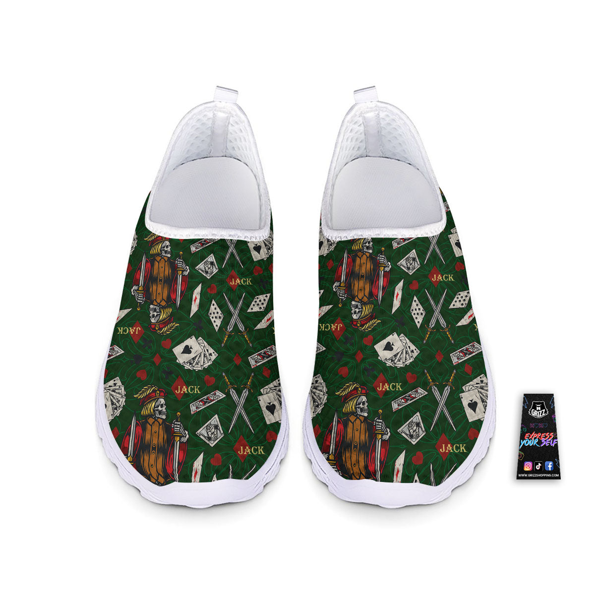 Playing Card Suits Poker Print Pattern Nurse Shoes-grizzshop