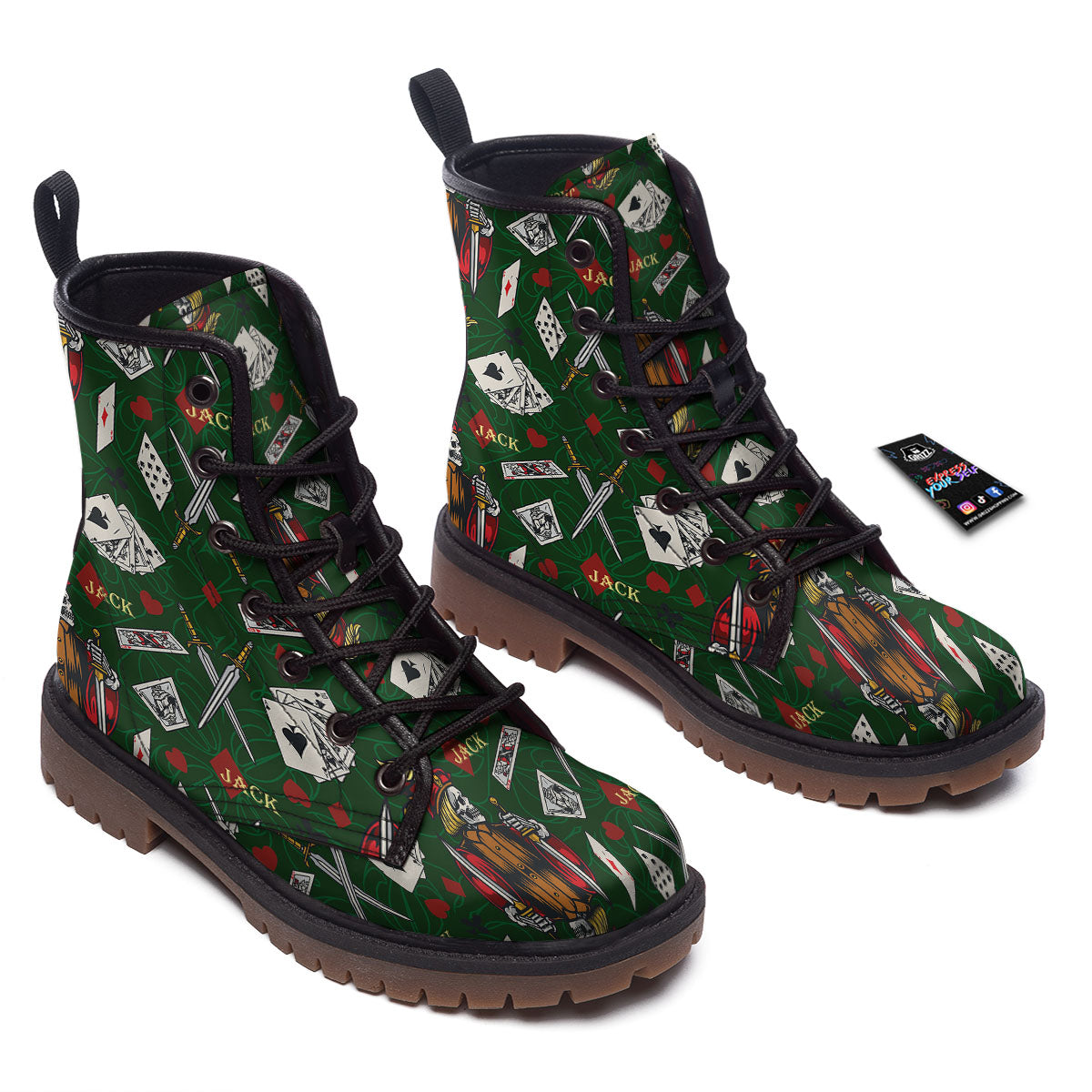 Playing Card Suits Poker Print Pattern Work Boots-grizzshop