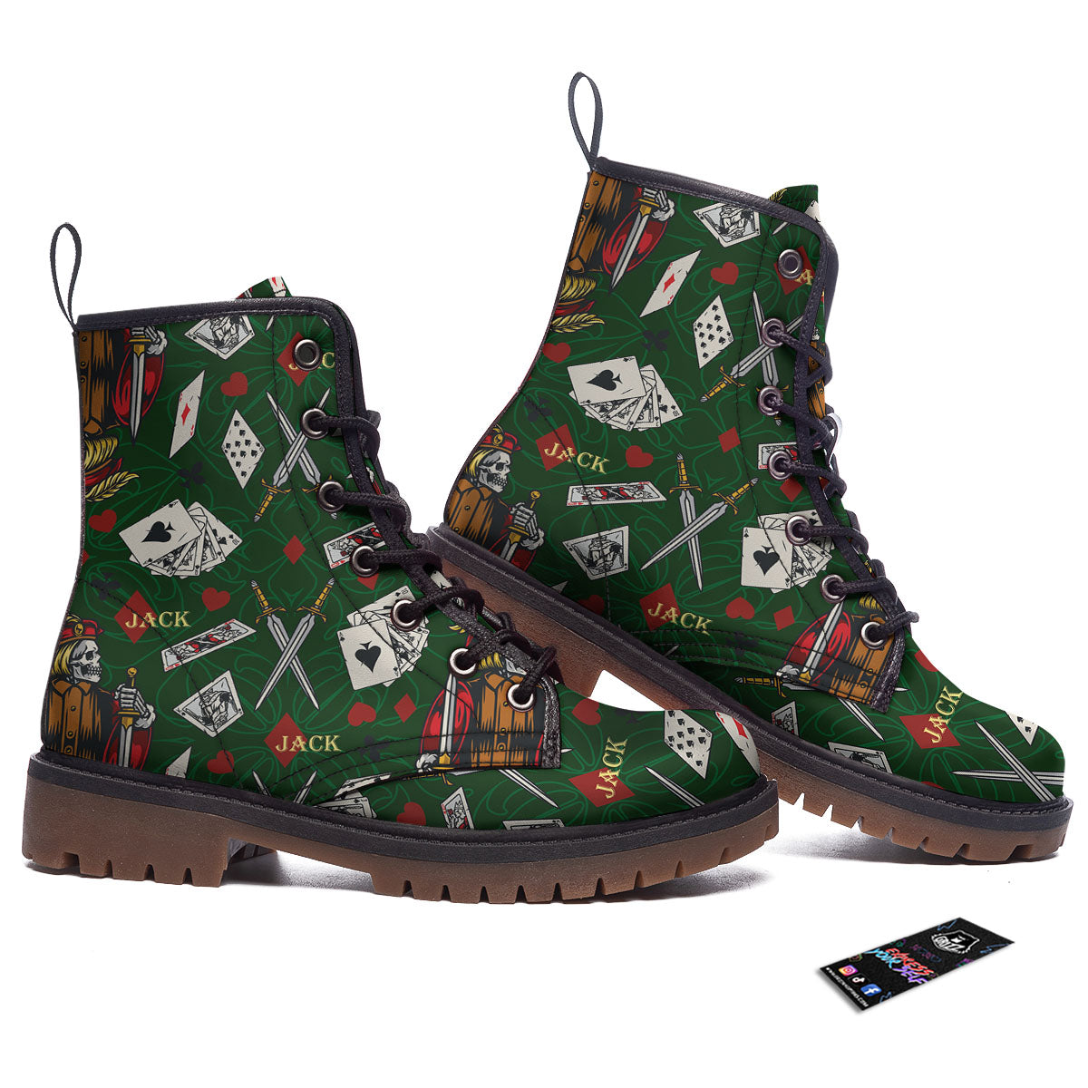 Playing Card Suits Poker Print Pattern Work Boots-grizzshop