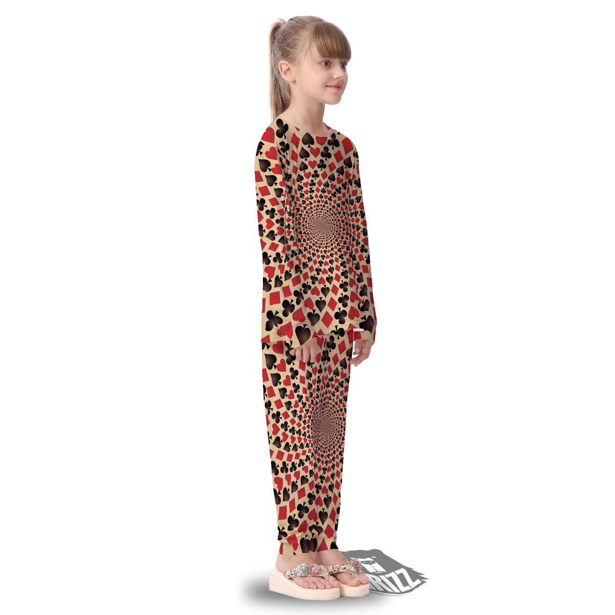 Playing Card Suits Swirl Print Kid's Pajamas-grizzshop