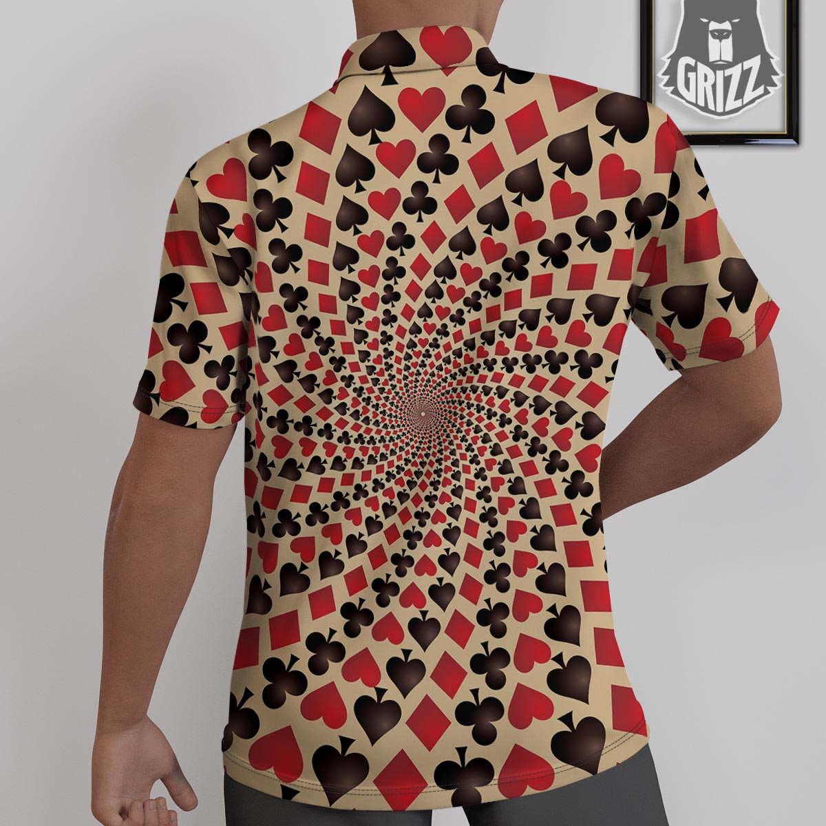 Playing Card Suits Swirl Print Untucked Shirts-grizzshop