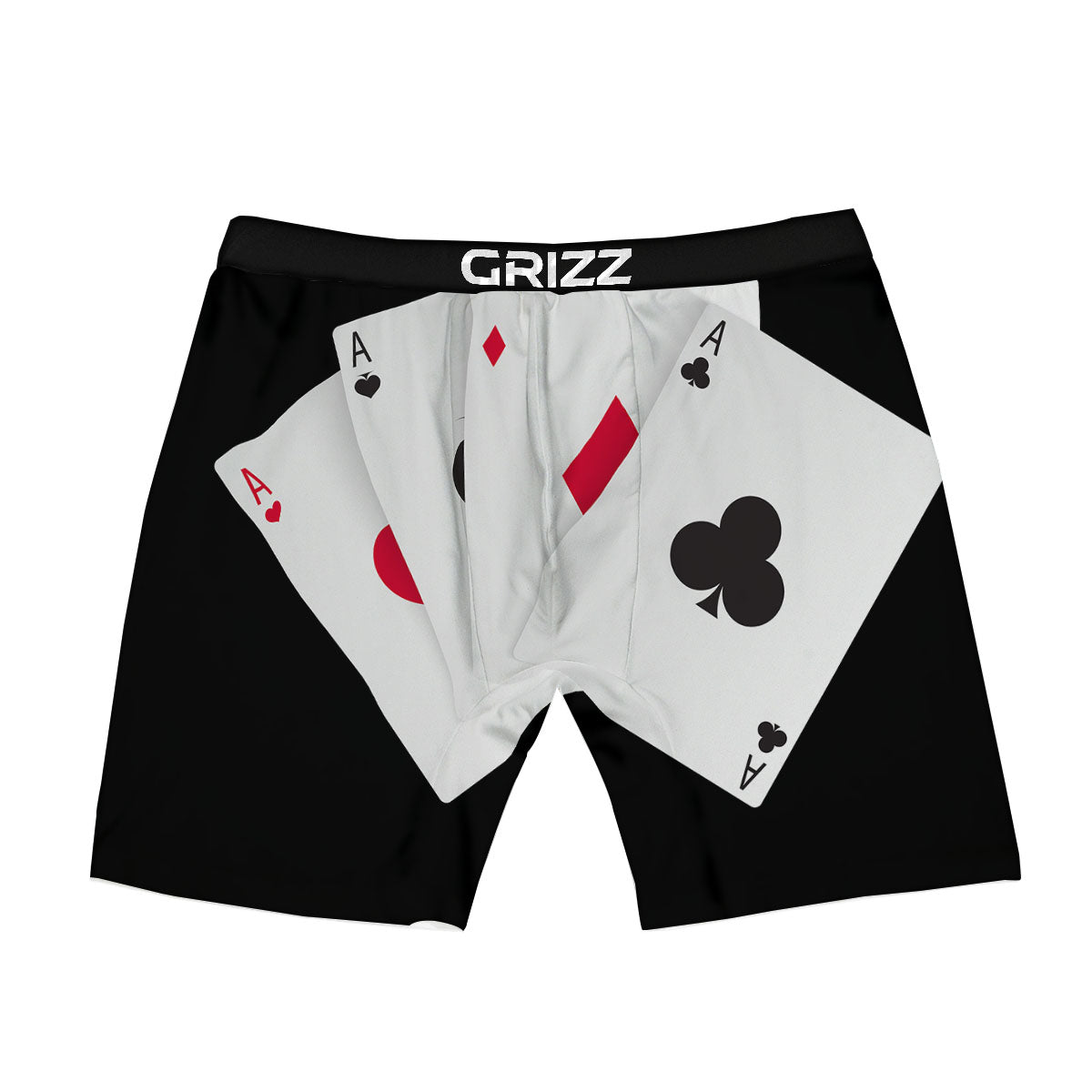 Playing Card Suits White And Black Print Boxer Briefs-grizzshop