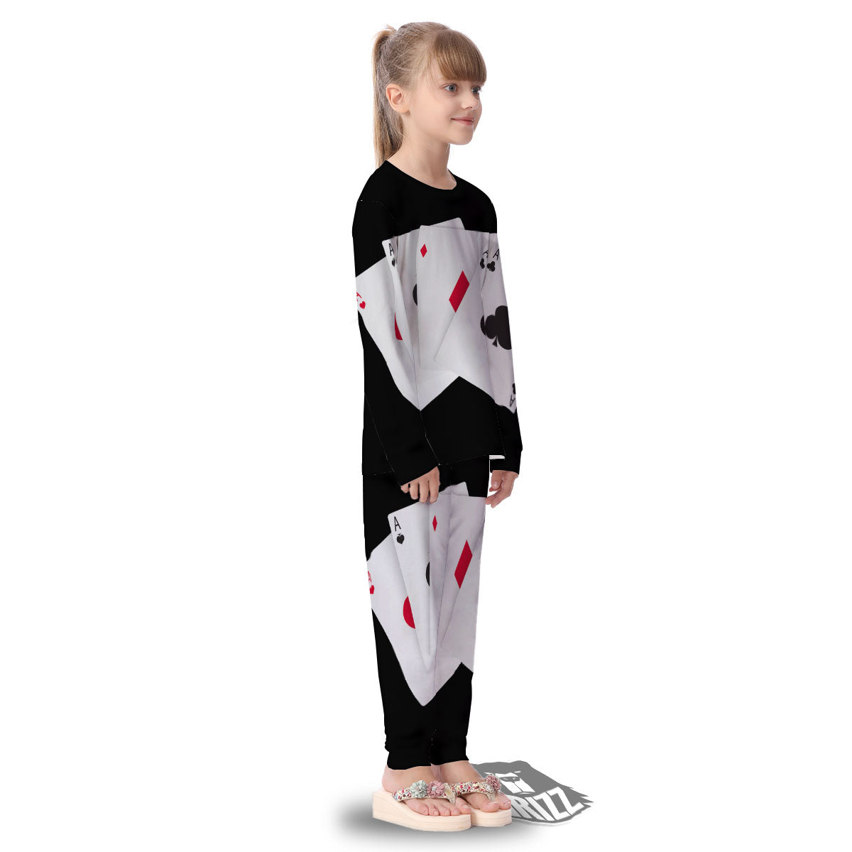Playing Card Suits White And Black Print Kid's Pajamas-grizzshop