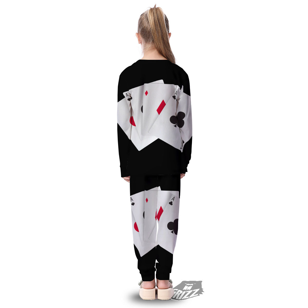 Playing Card Suits White And Black Print Kid's Pajamas-grizzshop
