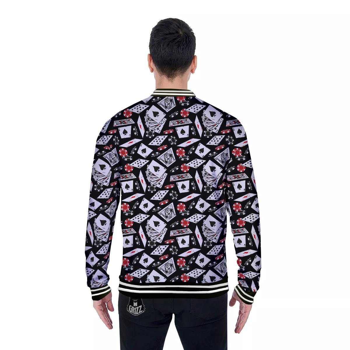 Playing Cards Ace Print Pattern Baseball Jacket-grizzshop