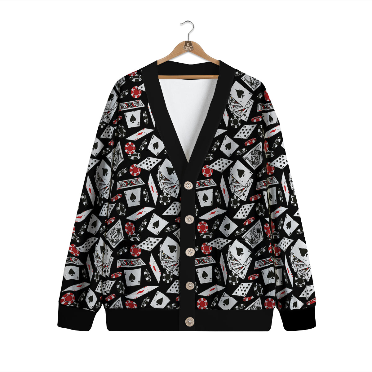 Playing Cards Ace Print Pattern Cardigan-grizzshop