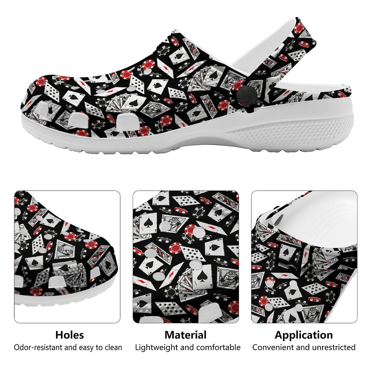 Playing Cards Ace Print Pattern Clog-grizzshop