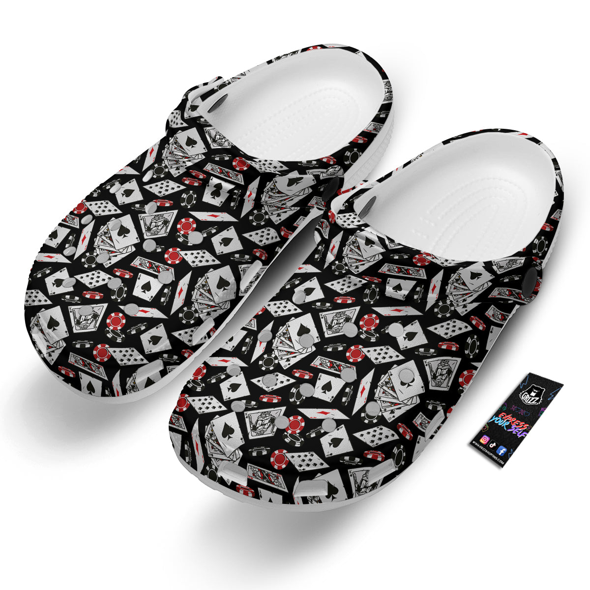 Playing Cards Ace Print Pattern Clog-grizzshop