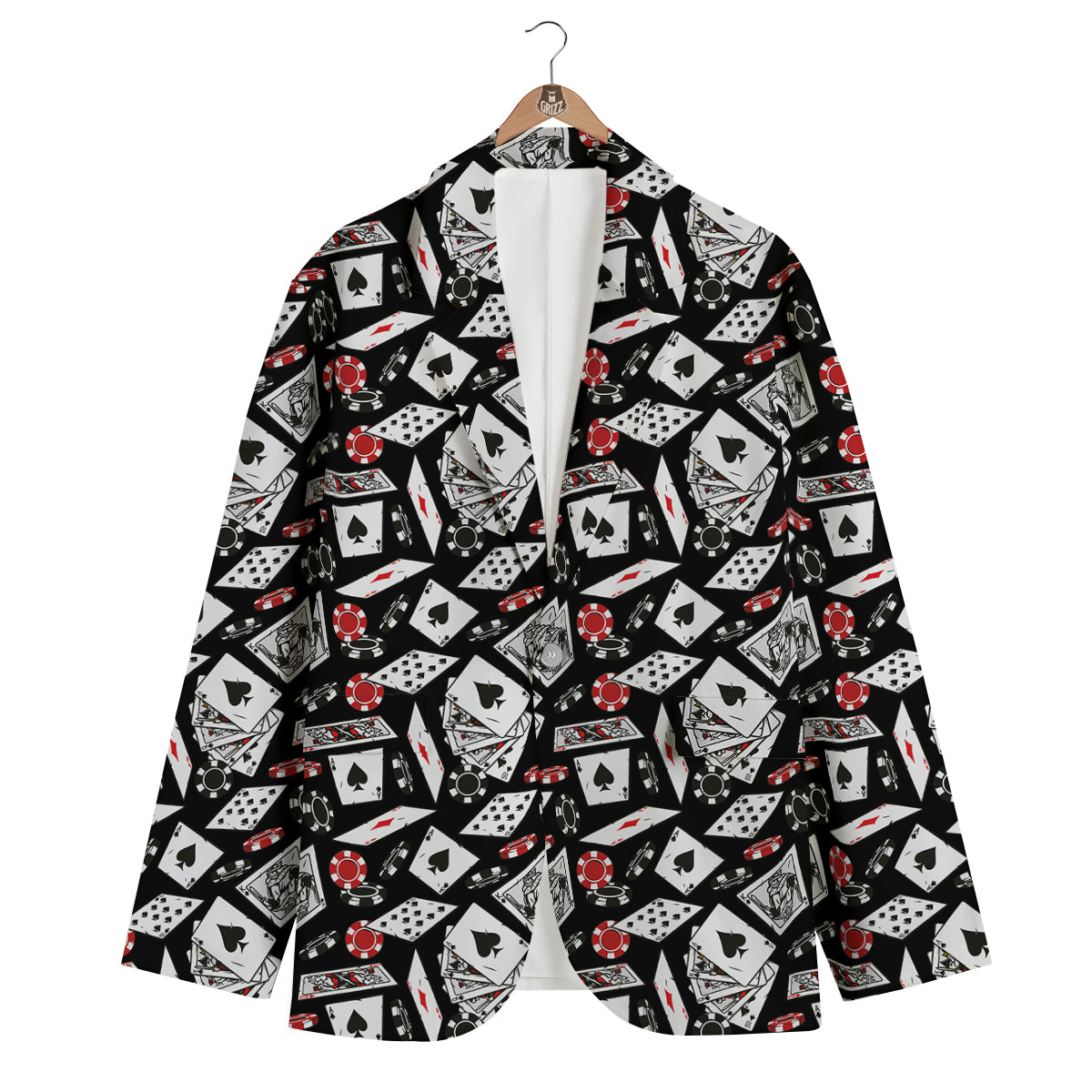 Playing Cards Ace Print Pattern Men's Blazer-grizzshop