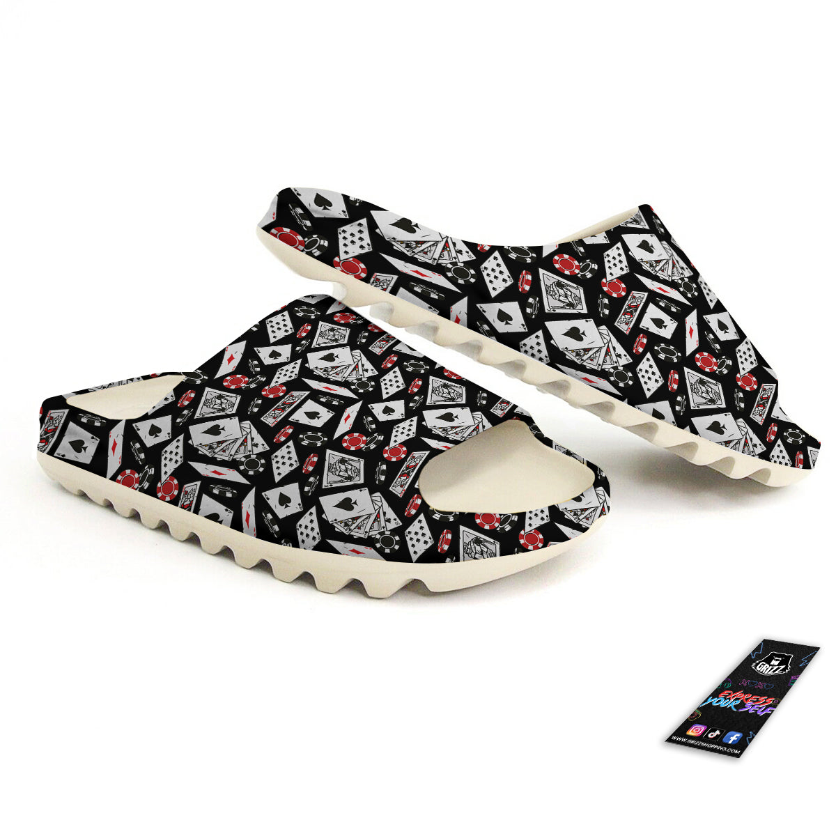 Playing Cards Ace Print Pattern Sandals-grizzshop