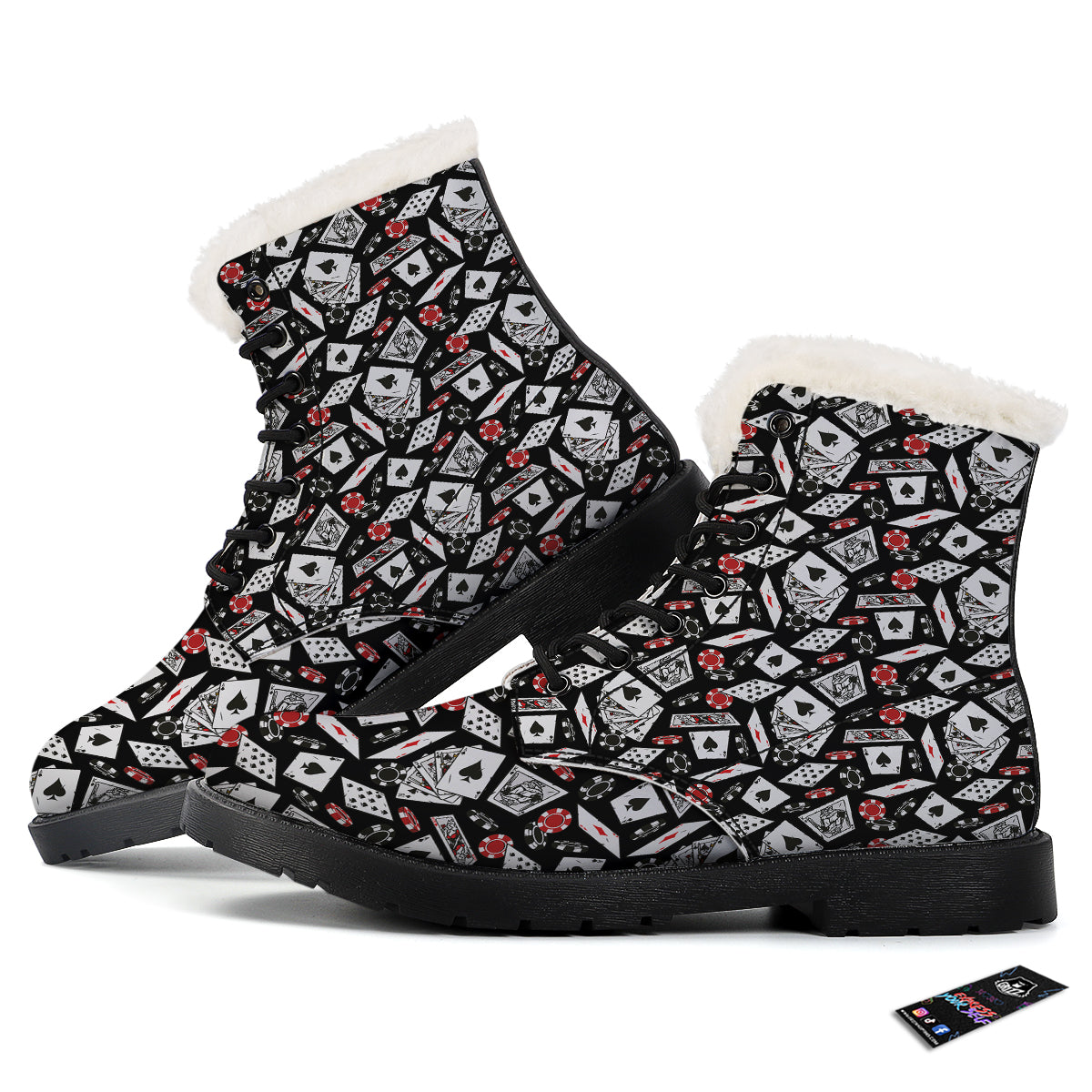 Playing Cards Ace Print Pattern Winter Boots-grizzshop