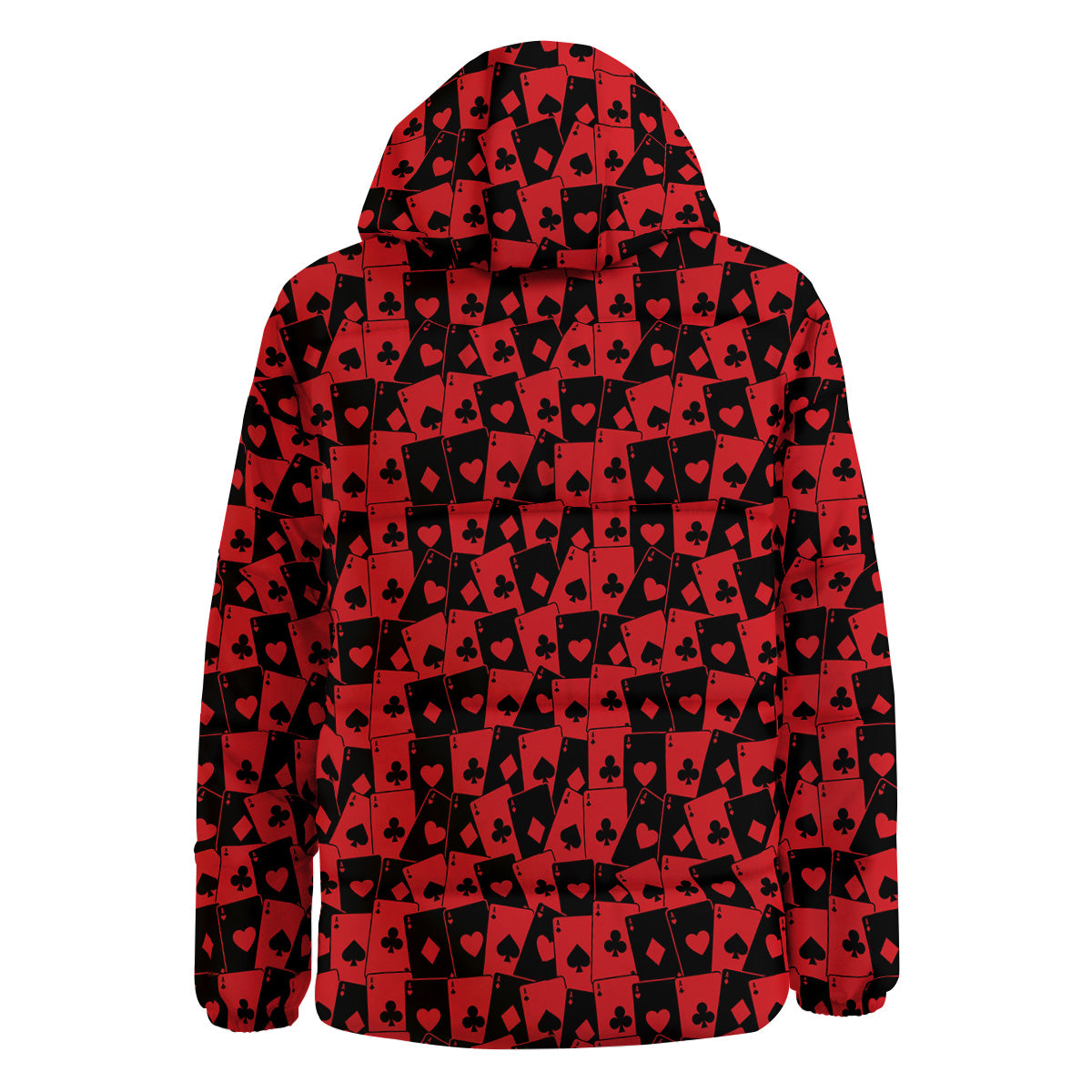 Playing Cards Black Red Print Pattern Down Jacket-grizzshop