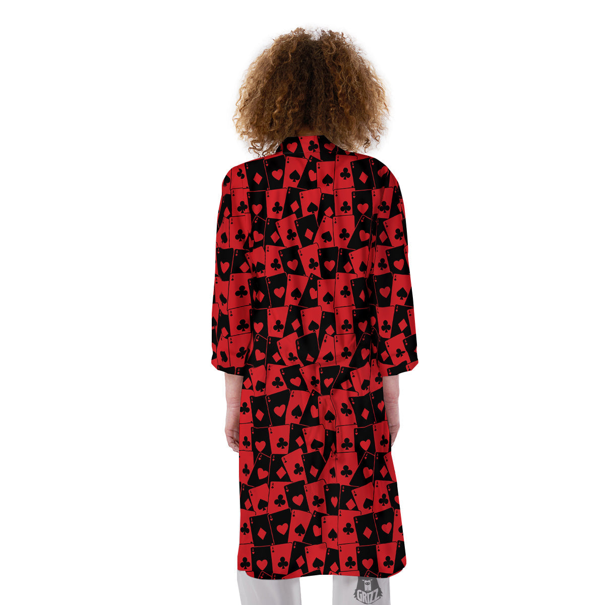 Playing Cards Black Red Print Pattern Kimono-grizzshop