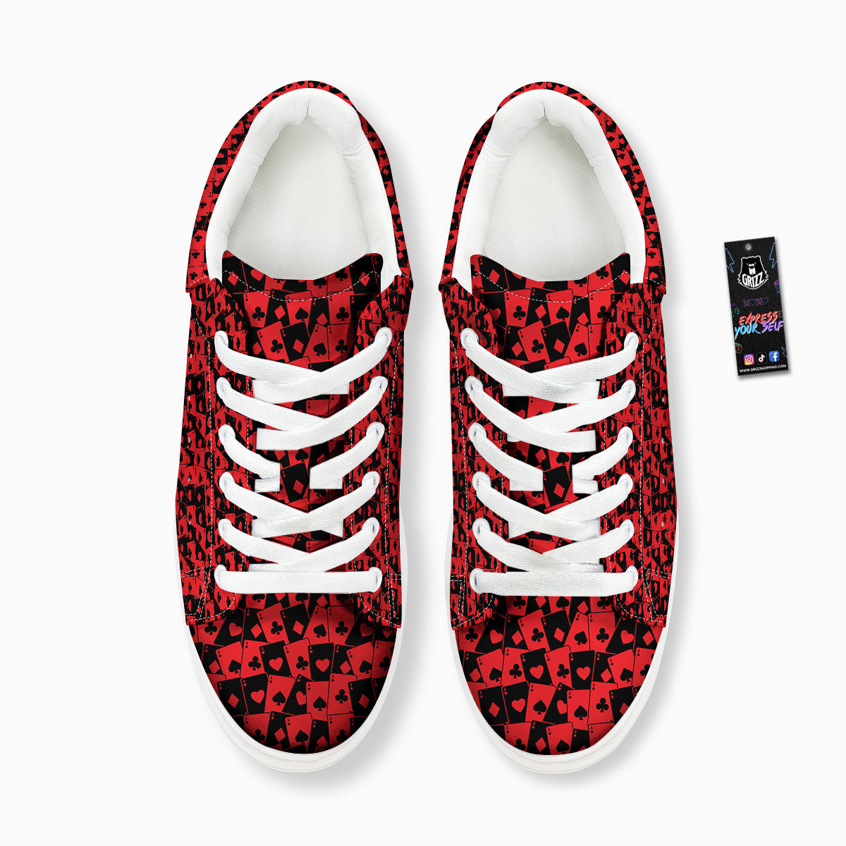 Playing Cards Black Red Print Pattern Platform Shoes-grizzshop