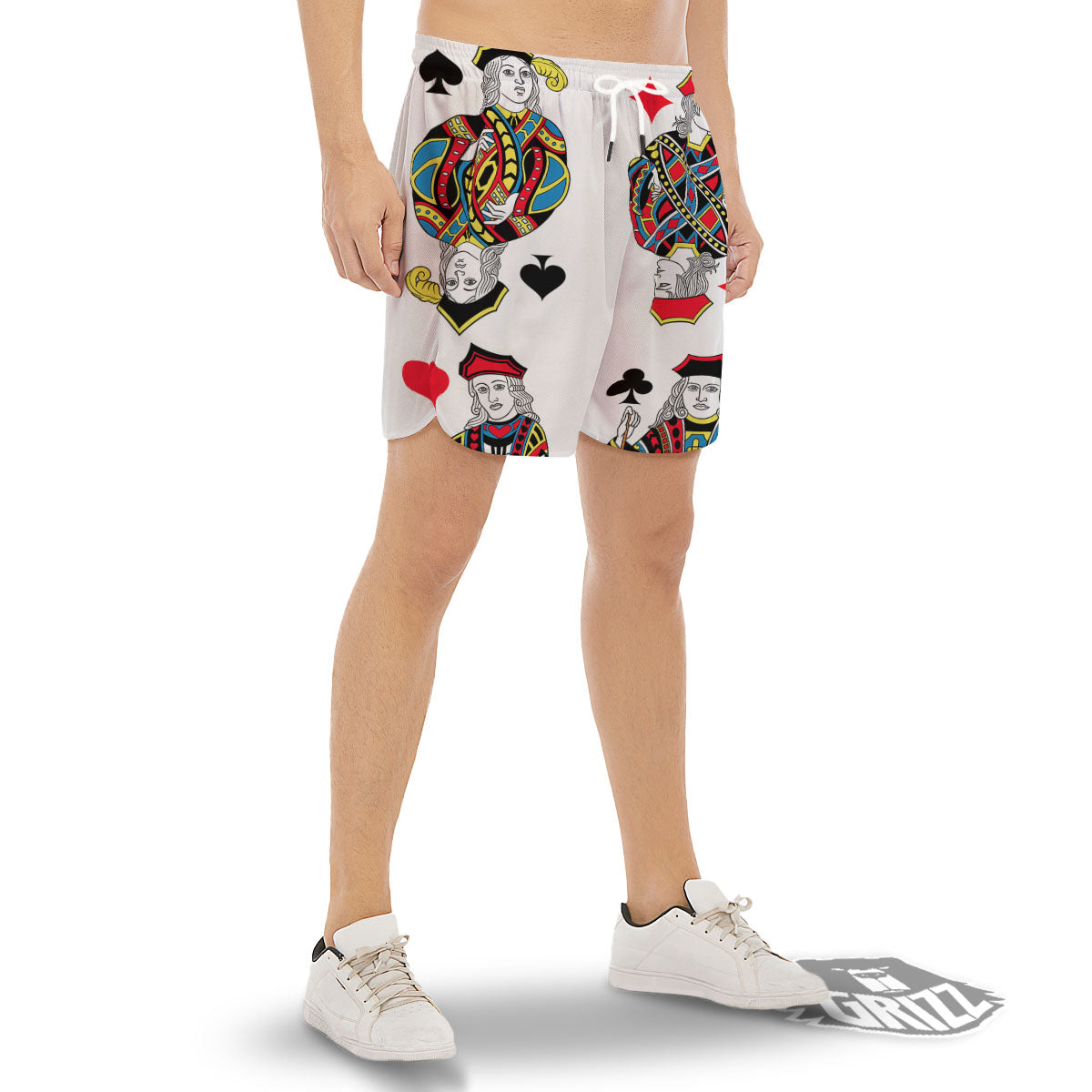 Playing Cards Four Jacks Print Men's Gym Shorts-grizzshop