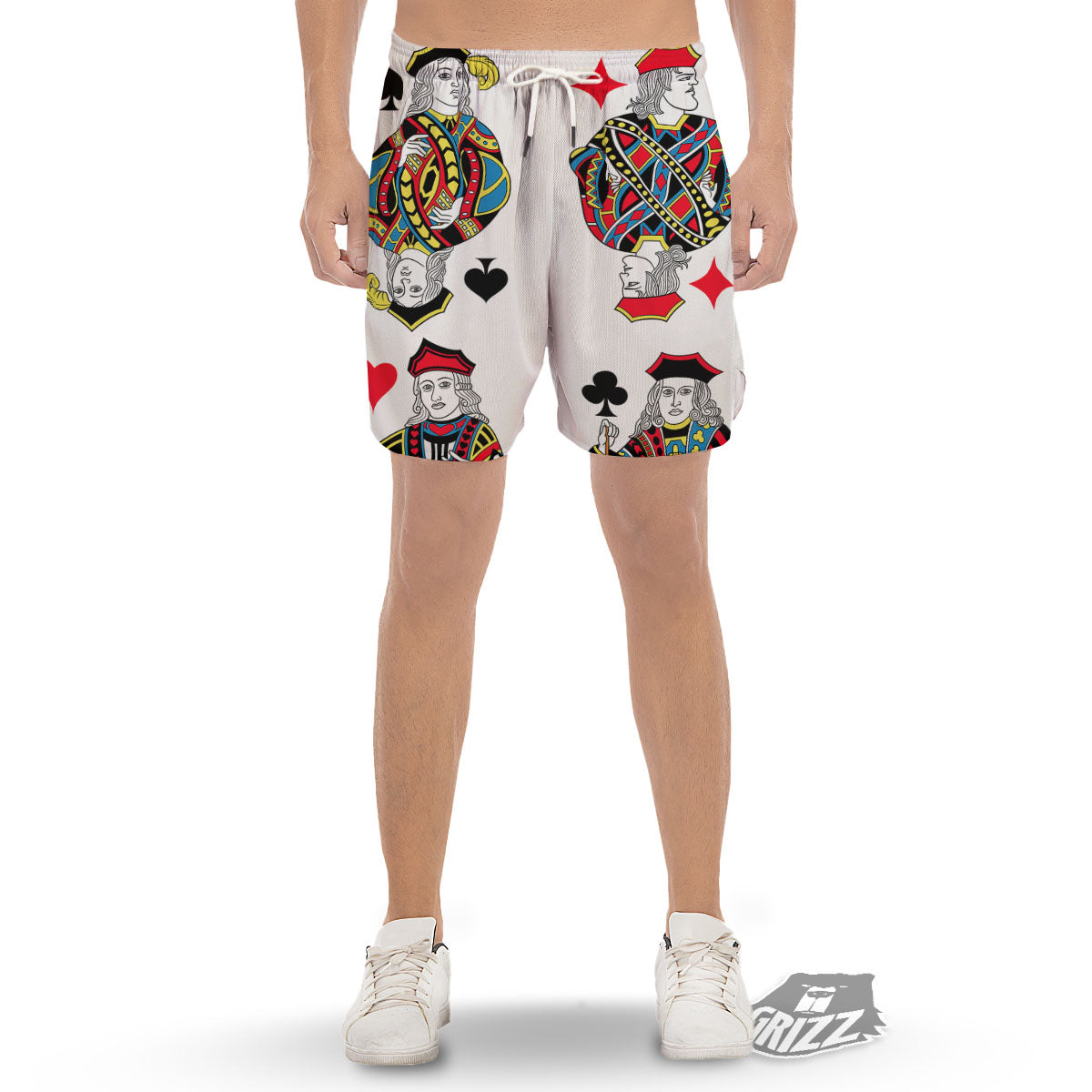 Playing Cards Four Jacks Print Men's Gym Shorts-grizzshop