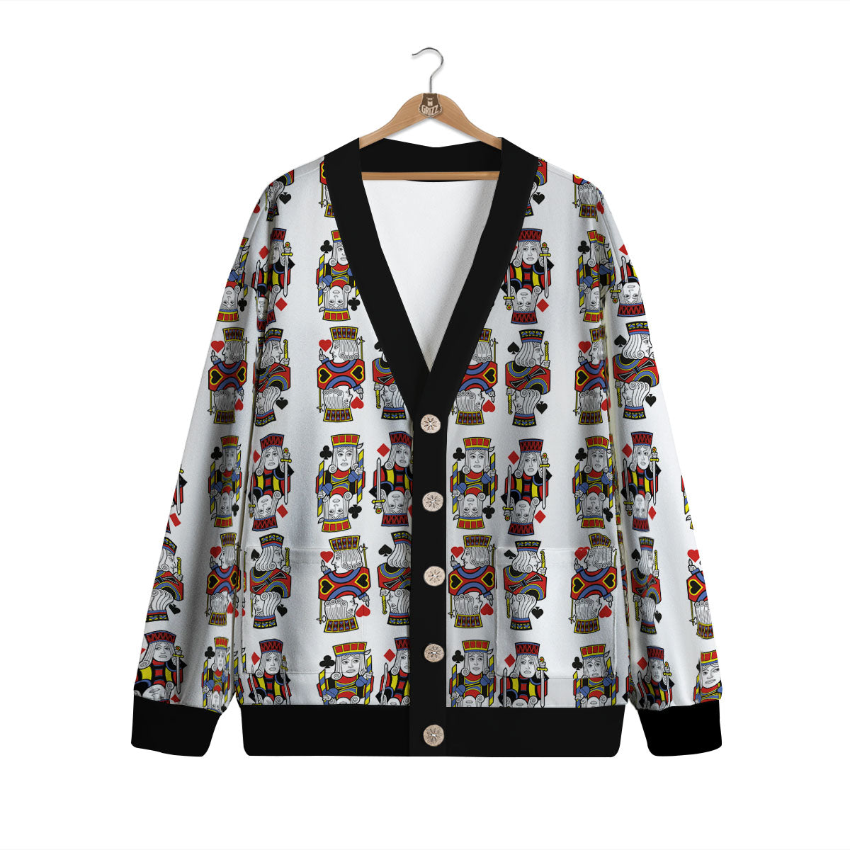 Playing Cards Four Jacks Print Pattern Cardigan-grizzshop