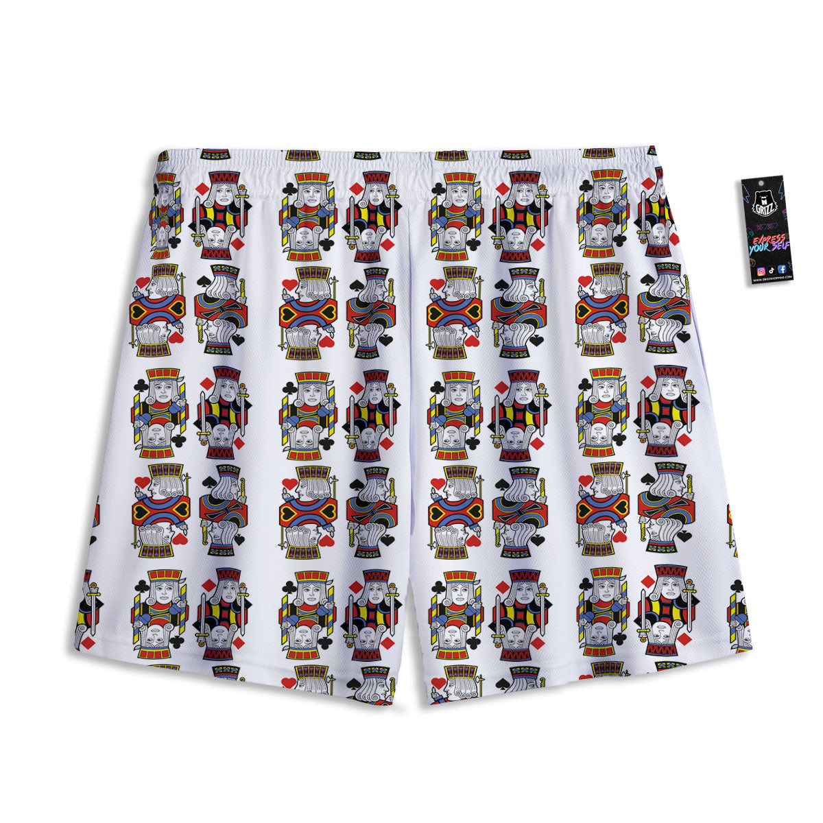 Playing Cards Four Jacks Print Pattern Mesh Shorts-grizzshop