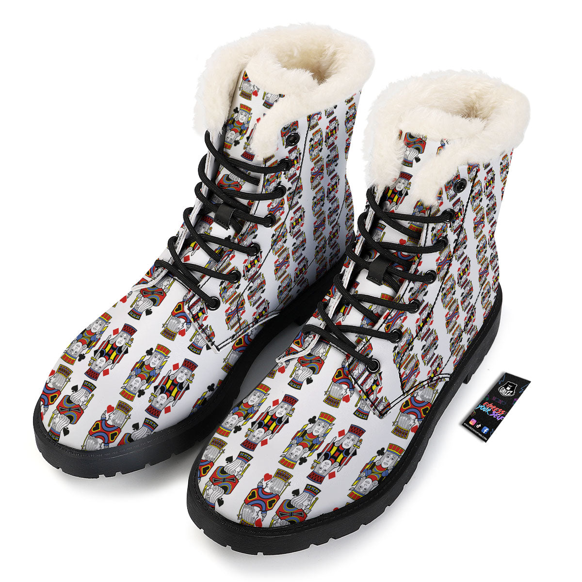 Playing Cards Four Jacks Print Pattern Winter Boots-grizzshop