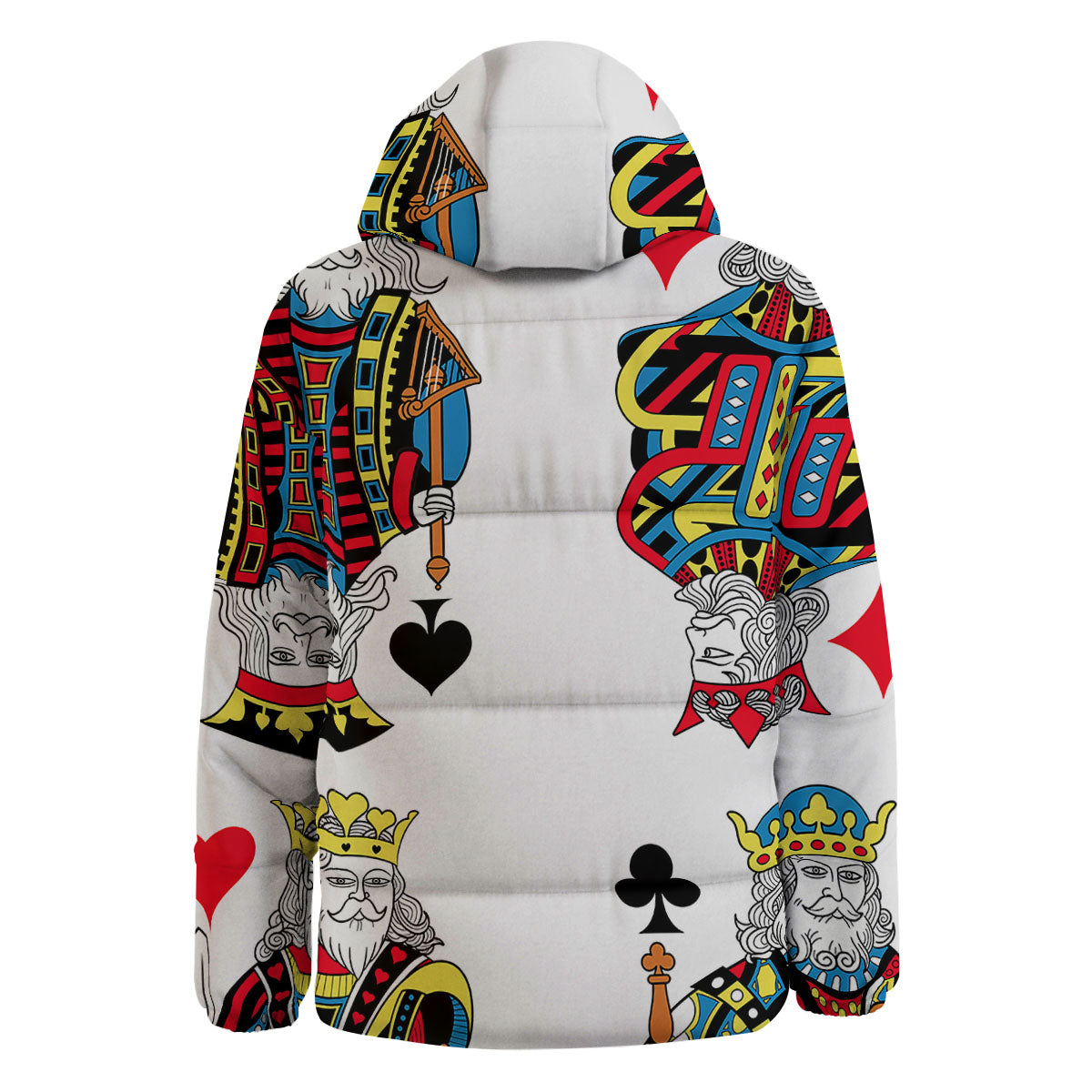 Playing Cards Four Kings Print Down Jacket-grizzshop