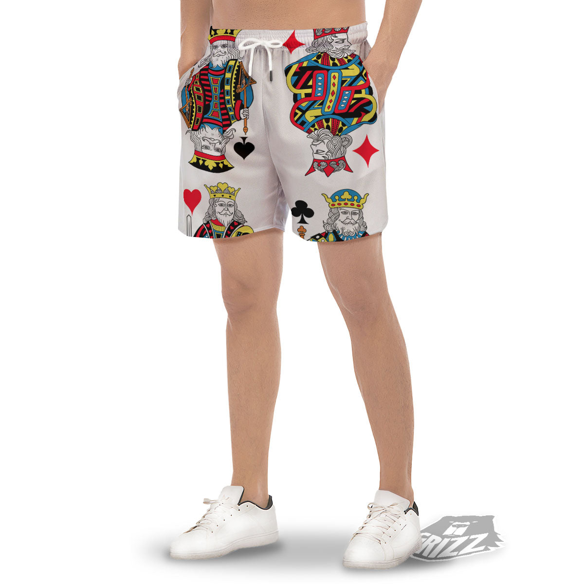 Playing Cards Four Kings Print Men's Gym Shorts-grizzshop