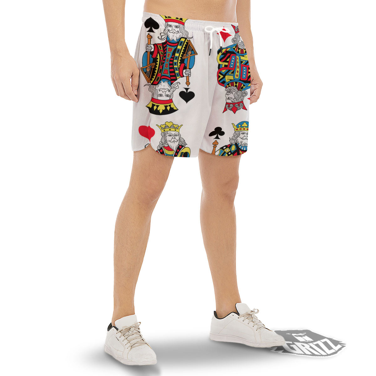 Playing Cards Four Kings Print Men's Gym Shorts-grizzshop
