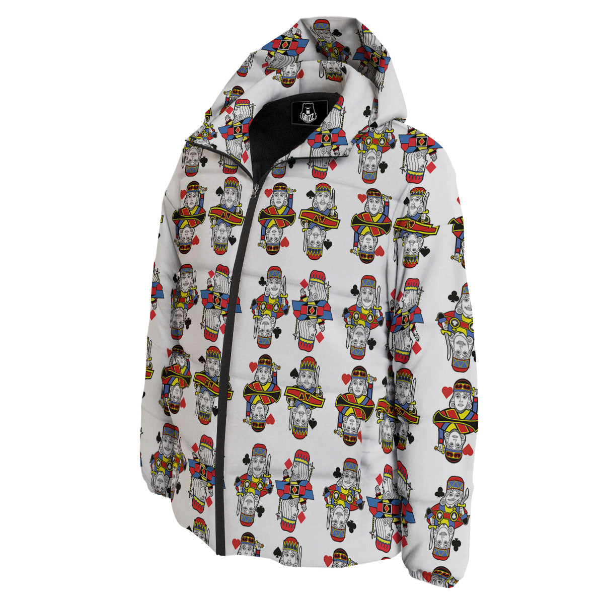 Playing Cards Four Kings Print Pattern Down Jacket-grizzshop