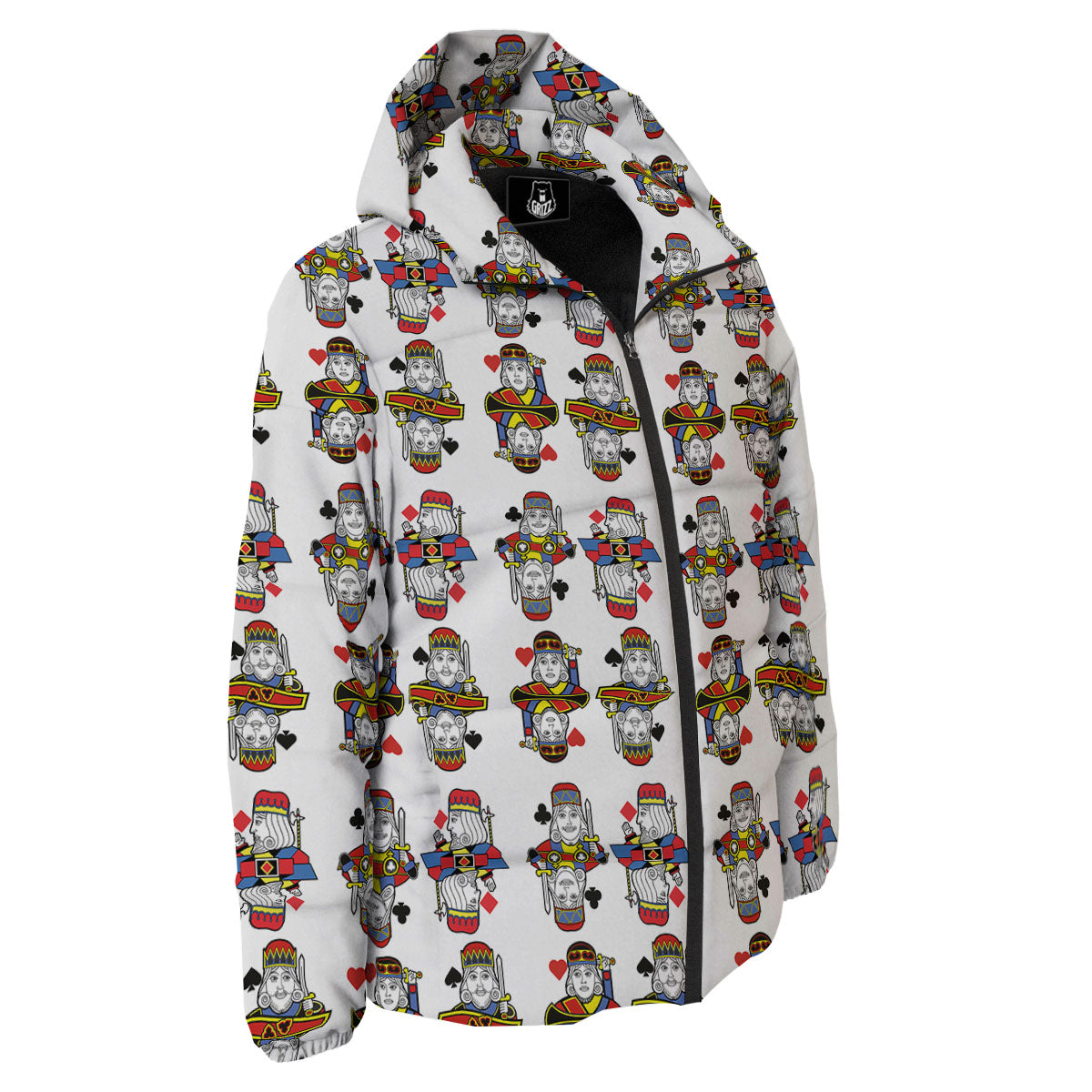 Playing Cards Four Kings Print Pattern Down Jacket-grizzshop