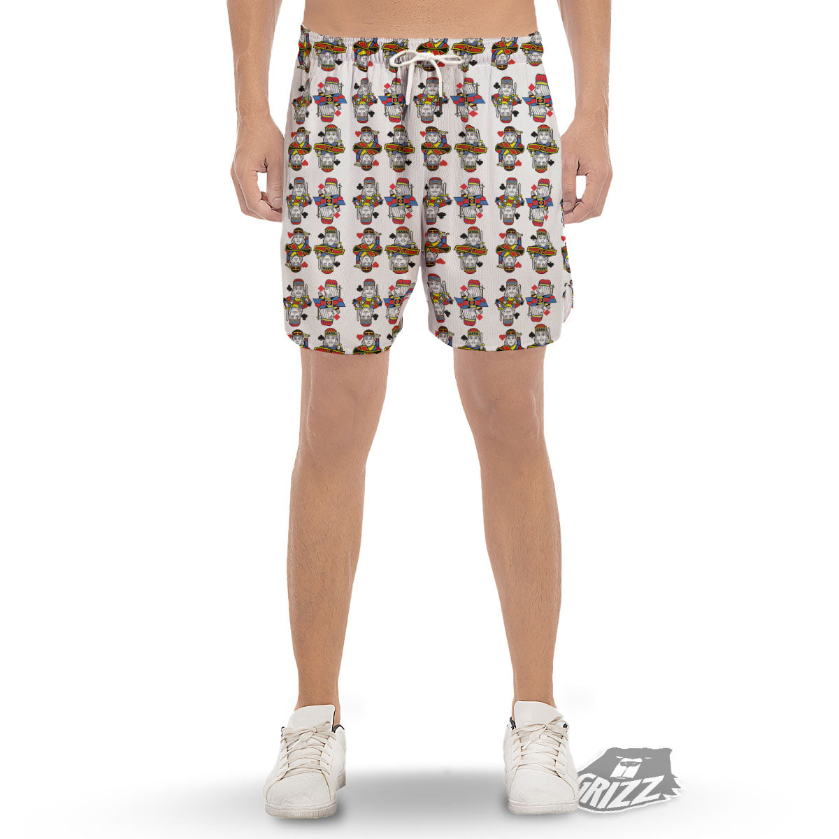 Playing Cards Four Kings Print Pattern Men's Gym Shorts-grizzshop