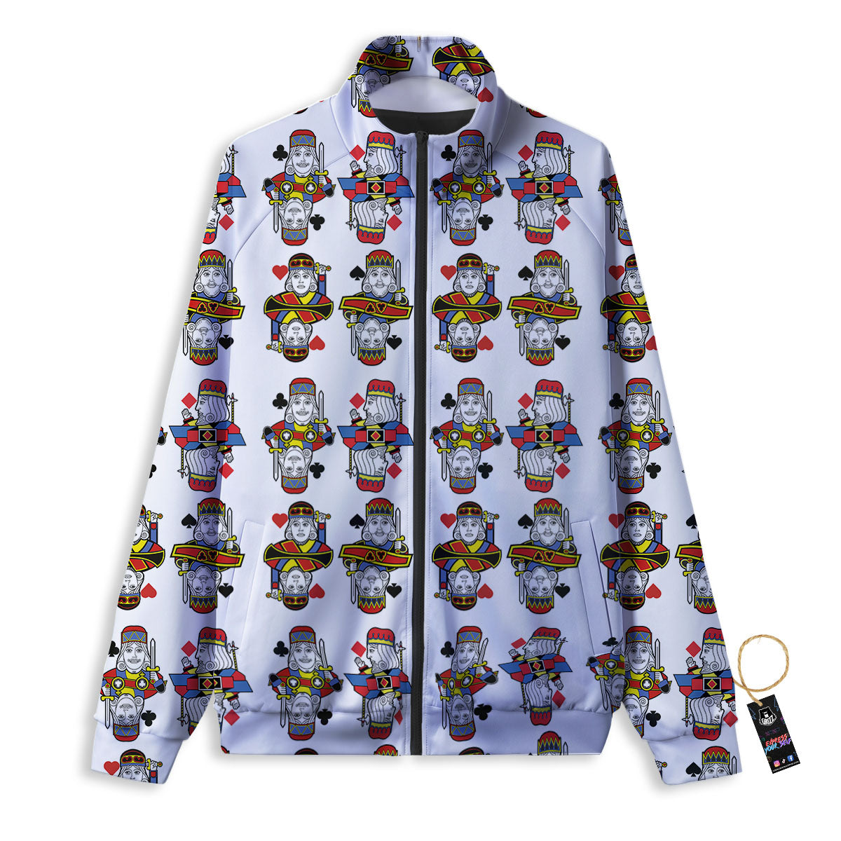 Playing Cards Four Kings Print Pattern Track Jacket-grizzshop