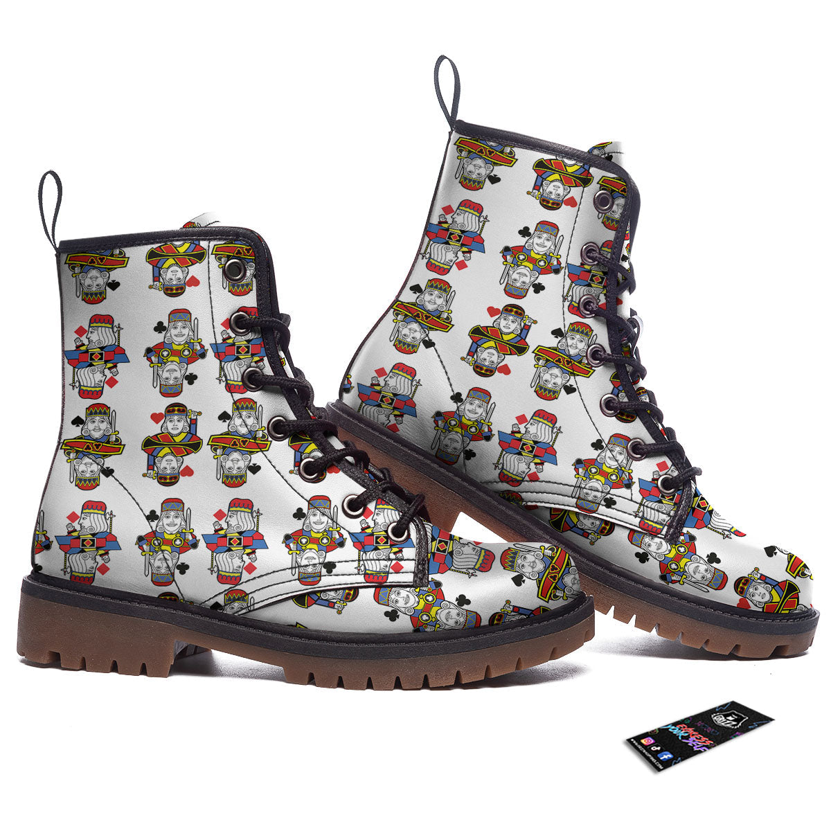 Playing Cards Four Kings Print Pattern Work Boots-grizzshop