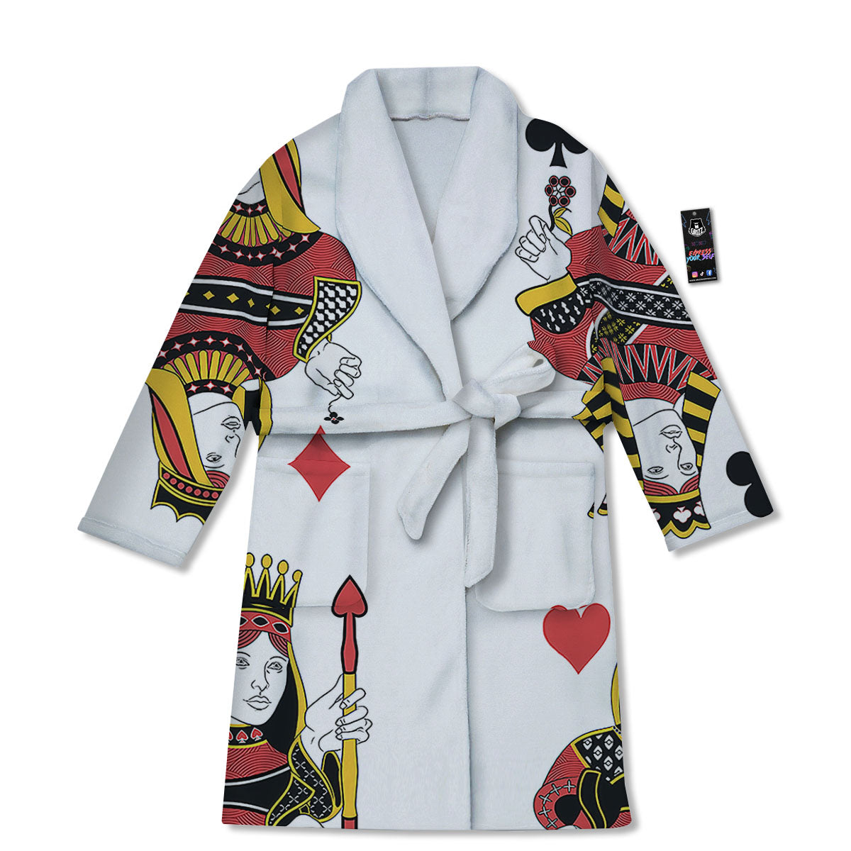 Playing Cards Four Queens Print Bathrobe-grizzshop