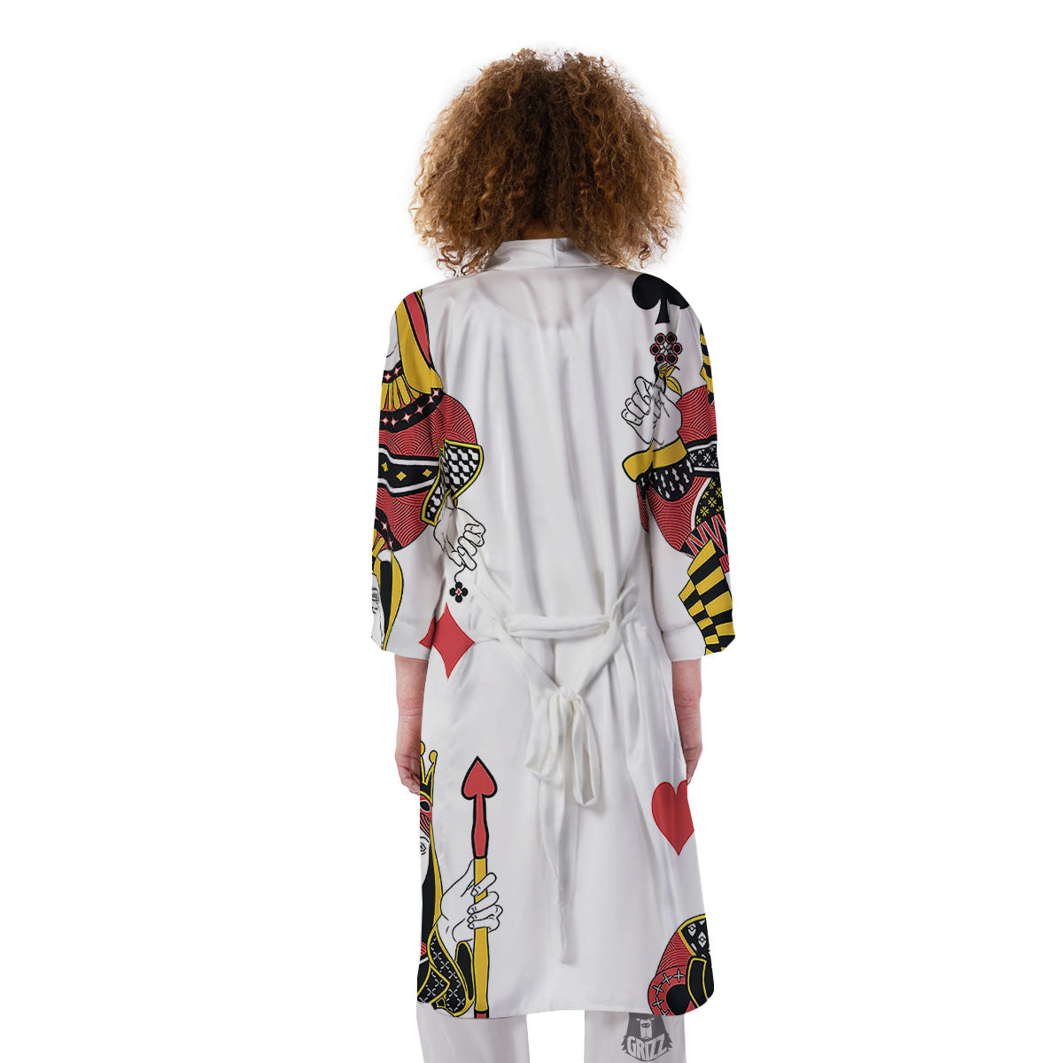 Playing Cards Four Queens Print Kimono-grizzshop