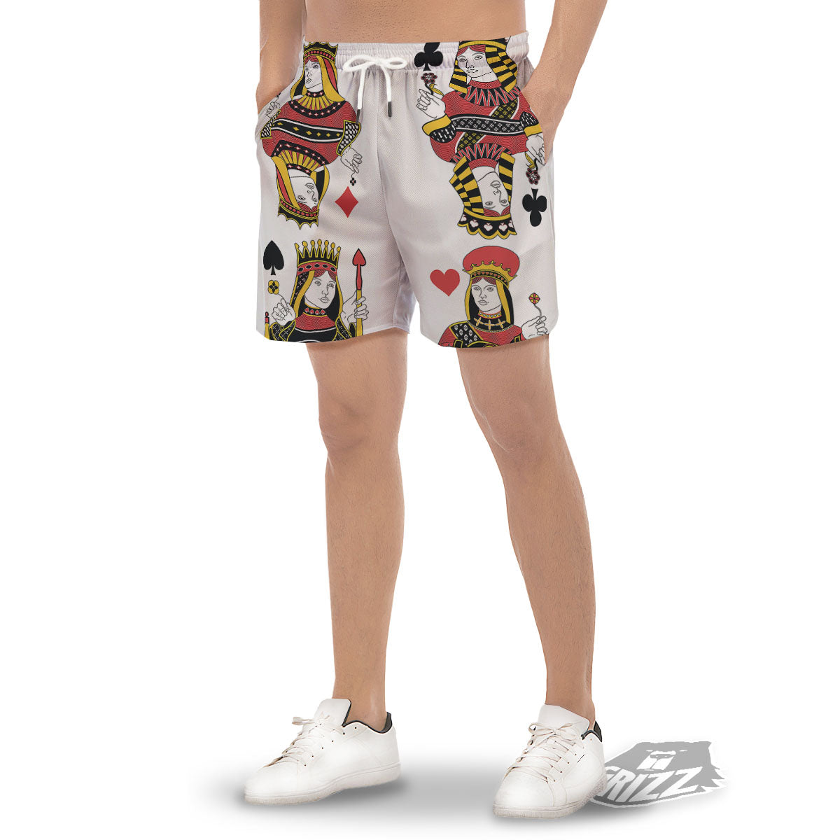 Playing Cards Four Queens Print Men's Gym Shorts-grizzshop