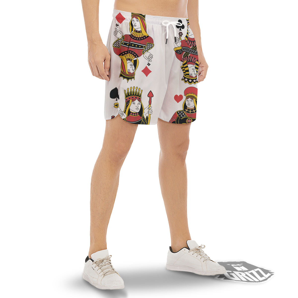 Playing Cards Four Queens Print Men's Gym Shorts-grizzshop