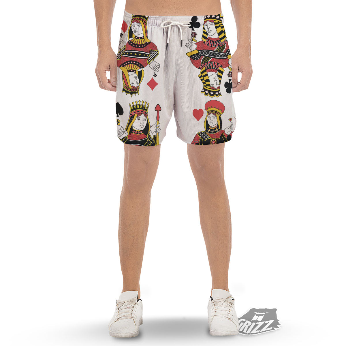 Playing Cards Four Queens Print Men's Gym Shorts-grizzshop