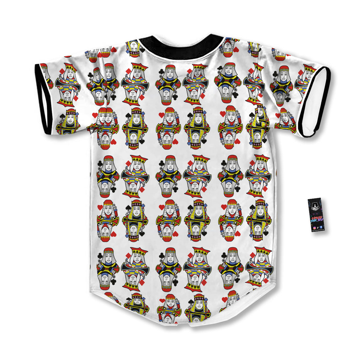 Playing Cards Four Queens Print Pattern Baseball Jersey-grizzshop