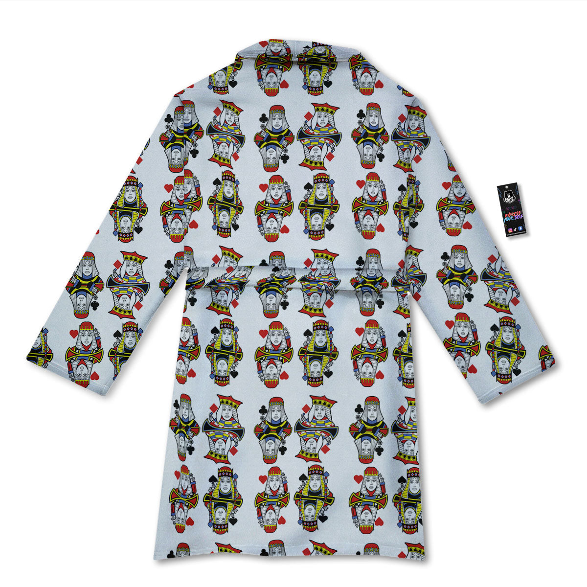 Playing Cards Four Queens Print Pattern Bathrobe-grizzshop