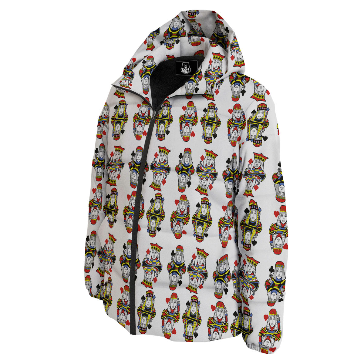 Playing Cards Four Queens Print Pattern Down Jacket-grizzshop
