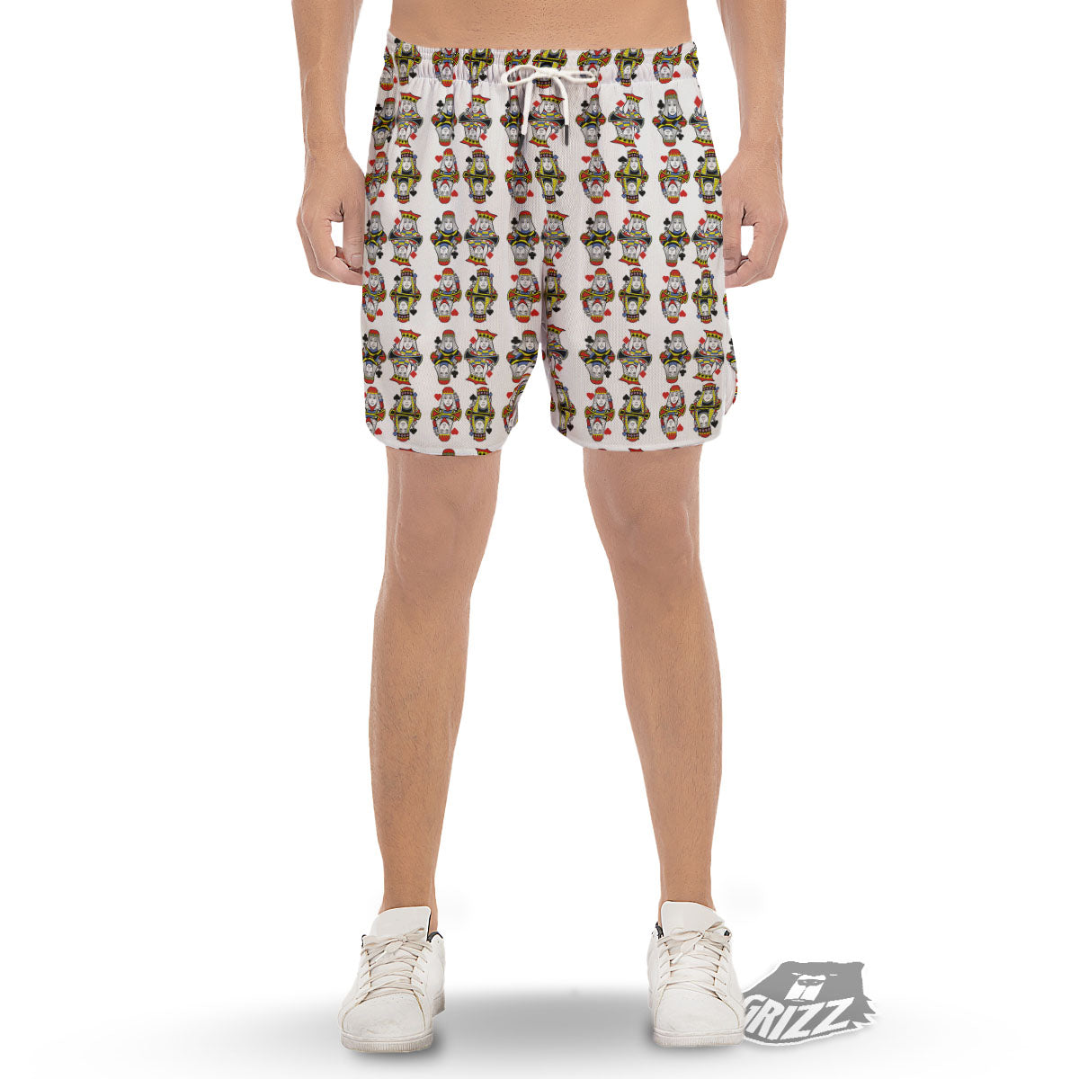 Playing Cards Four Queens Print Pattern Men's Gym Shorts-grizzshop