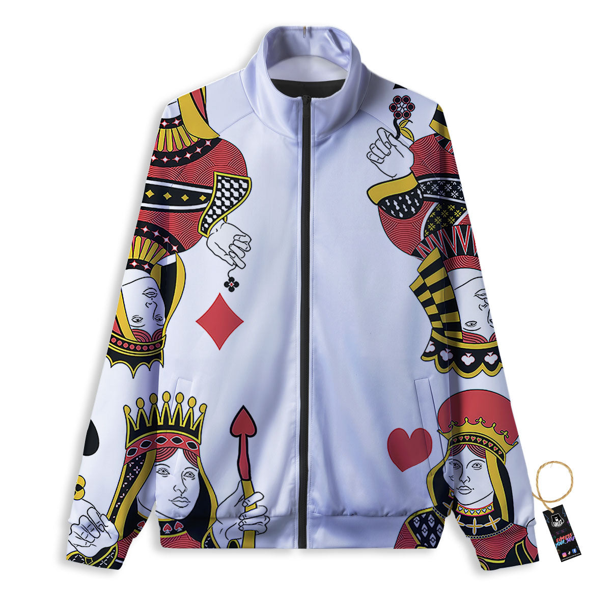 Playing Cards Four Queens Print Track Jacket-grizzshop