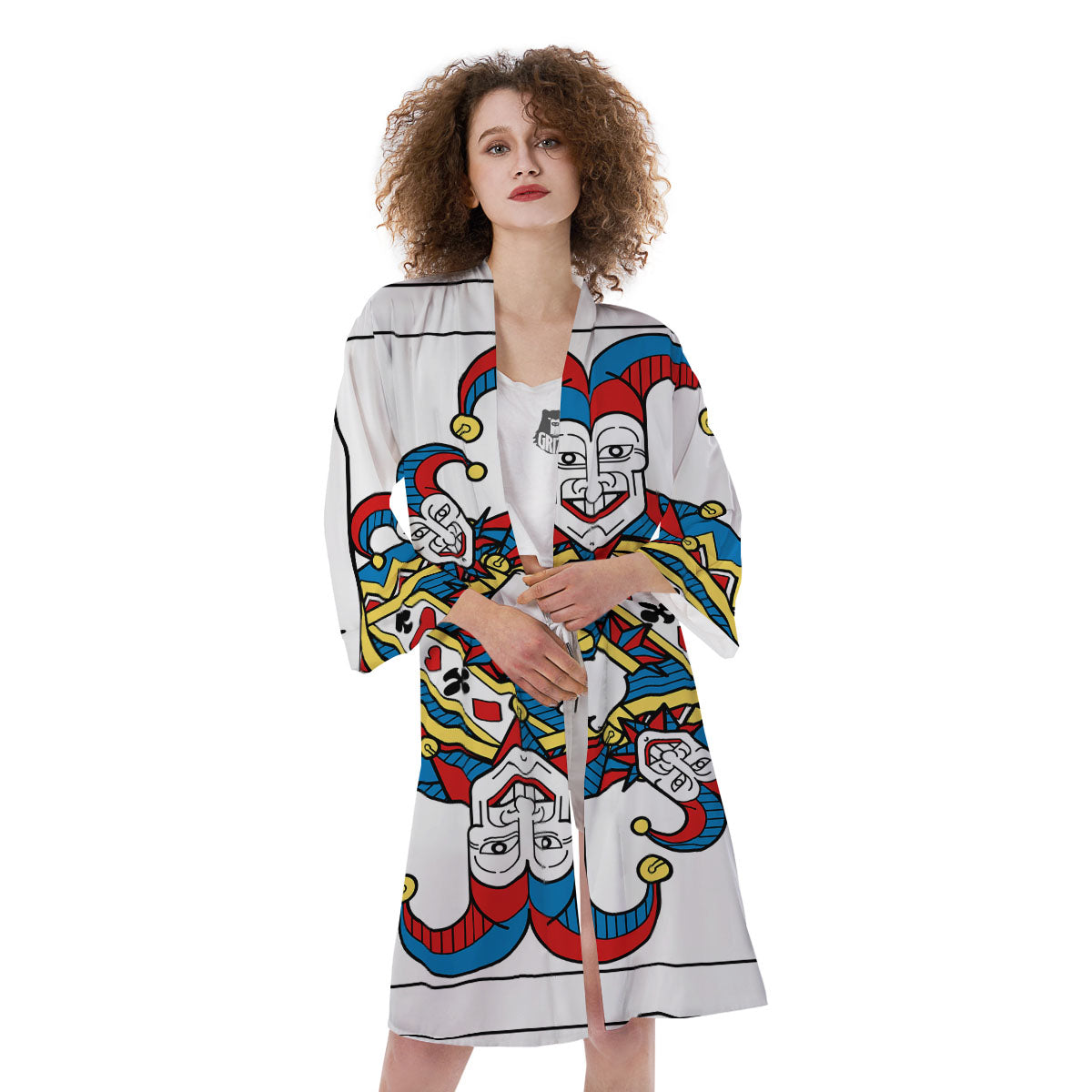 Playing Cards Joker Print Kimono-grizzshop