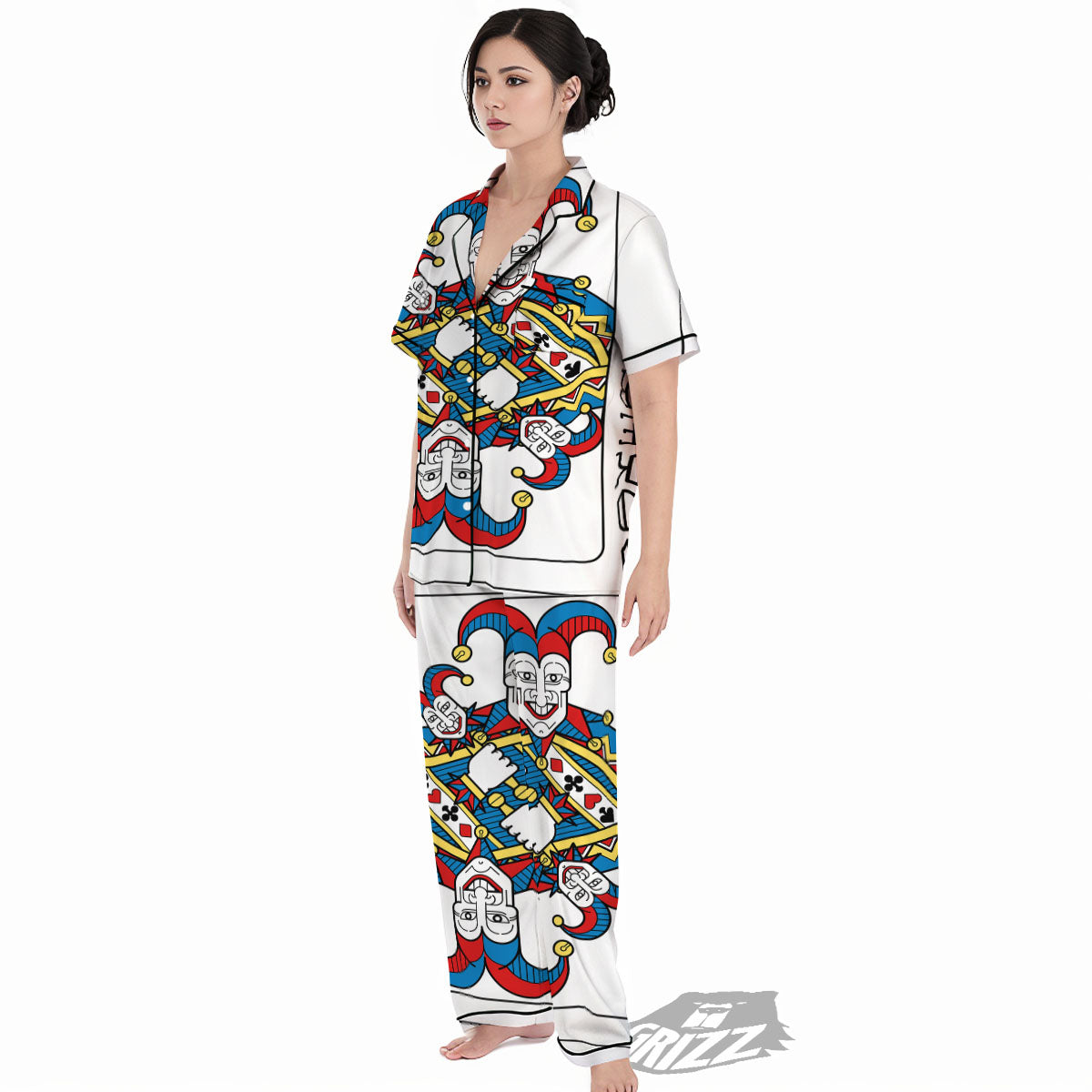 Playing Cards Joker Print Women's Pajamas Set-grizzshop