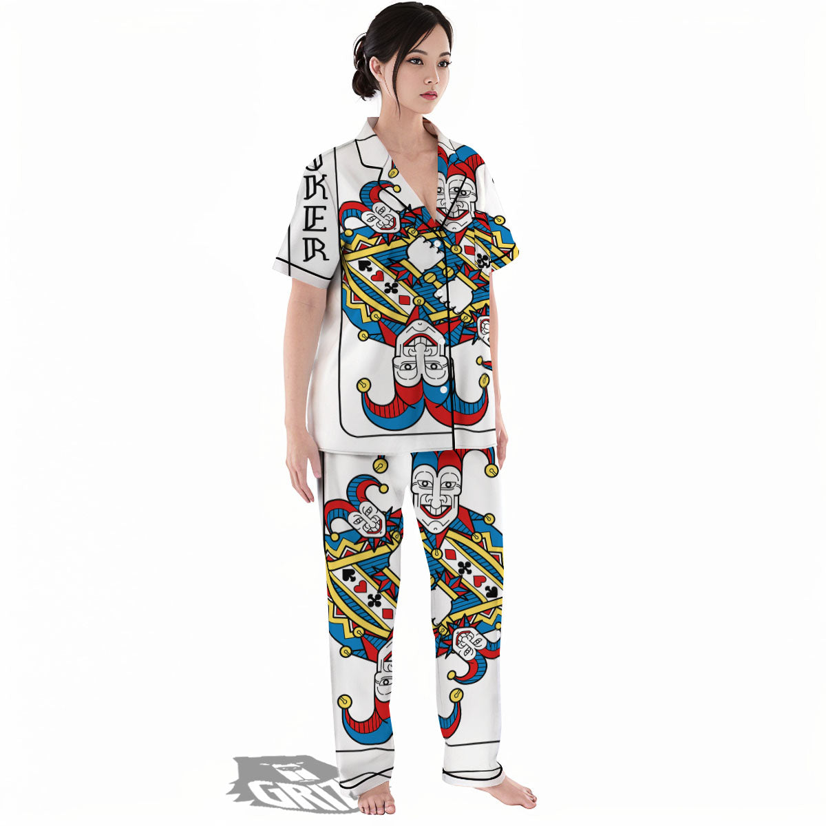 Playing Cards Joker Print Women's Pajamas Set-grizzshop